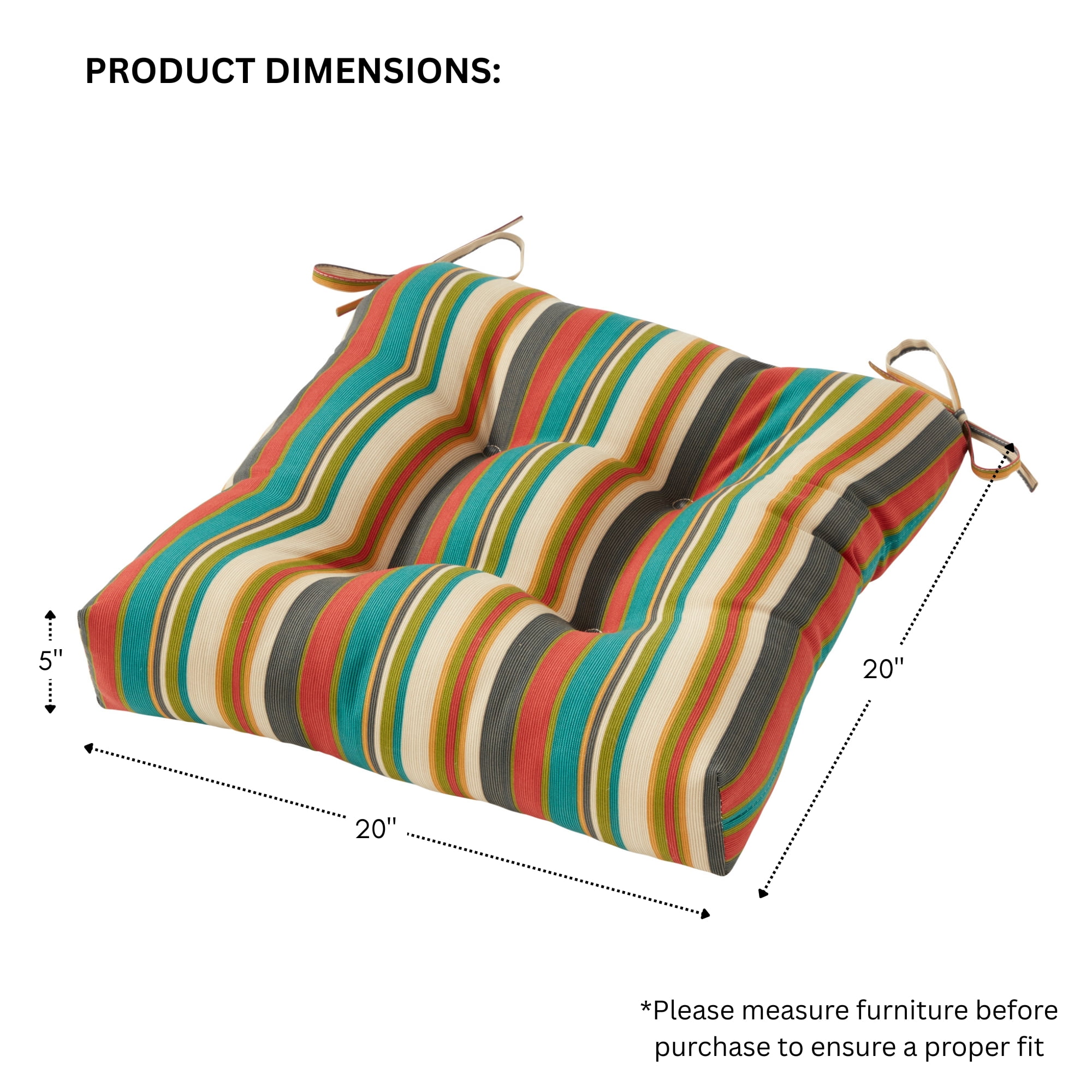 Greendale Home Fashions Tufted Outdoor 20'' x 20'' Seat Cushion, Sunset Stripe