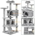 SmileMart 54.5" Double Condo Cat Tree with Scratching Post Tower, Light Gray
