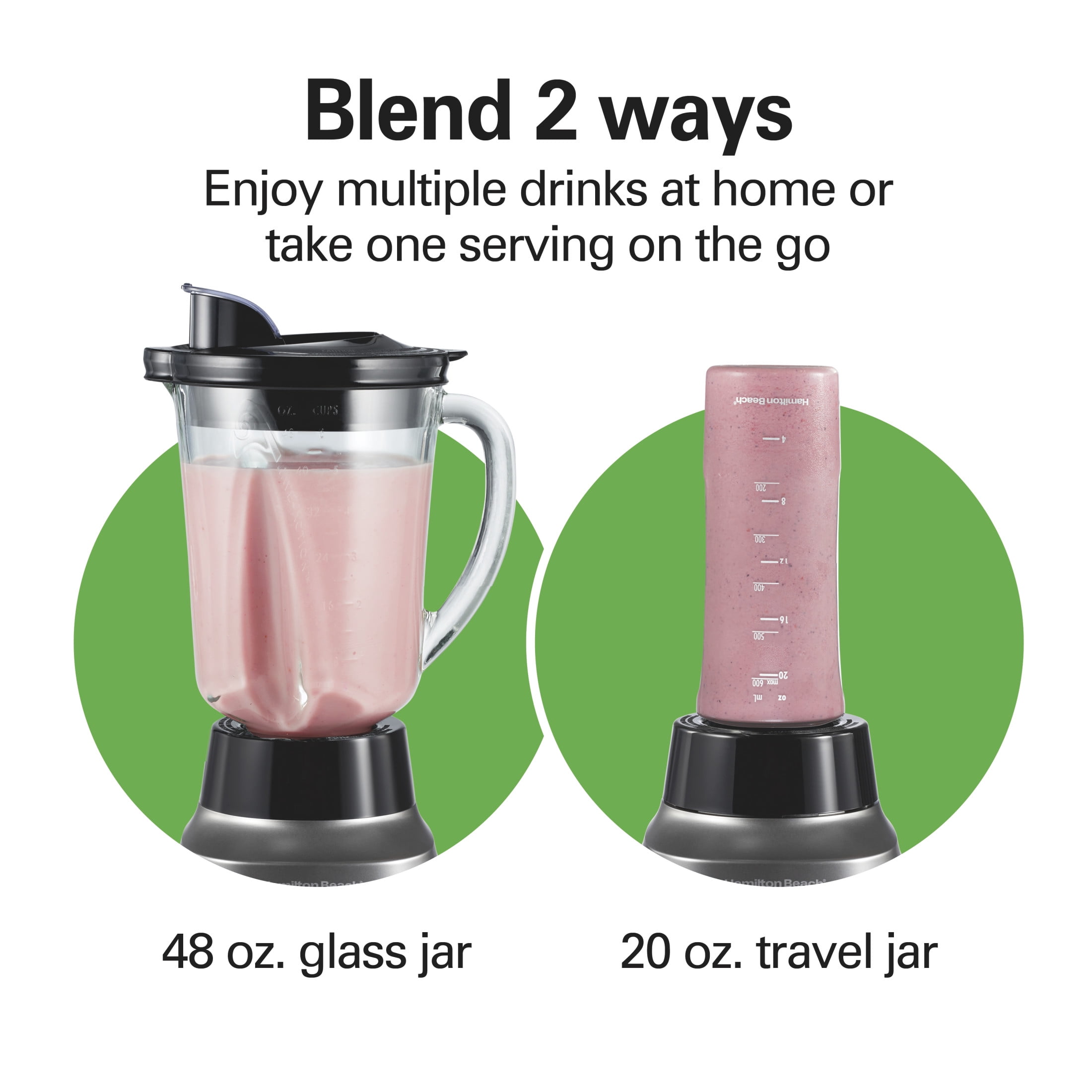 Hamilton Beach 3-in-1 Electronic Kitchen System, Smoothie Blender with 48 oz. Glass Jar, Food Processor Attachment and 20 oz. Travel Jar