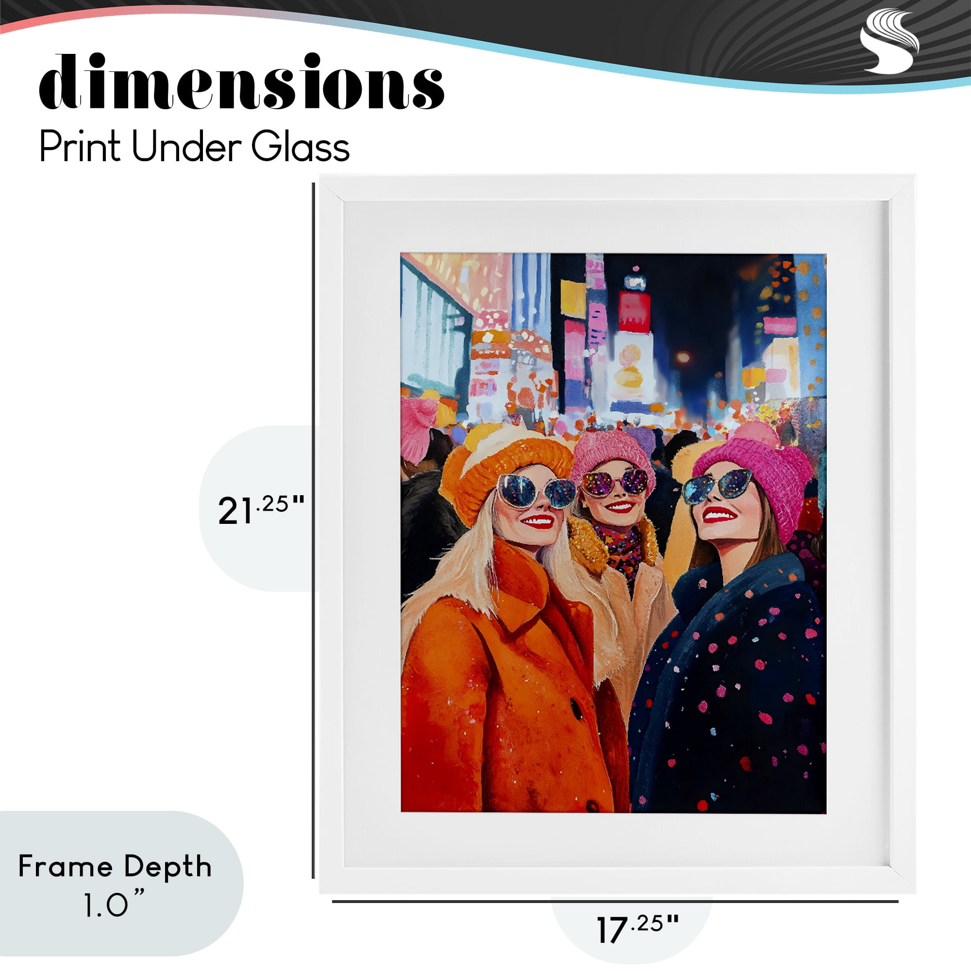 Stupell Industries New Year's Girls in City White Framed Print Under Glass, design by LSR Design Studio