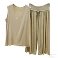 thumbnail image 3 of RKSTN Pyjama pour Femmes Ensemble Coton à Volants Grande Taille Col en V Sans Manches Camisole de Pyjama avec Shorts 2 Pcs Pyjama Léger pour Femmes, 3 of 4