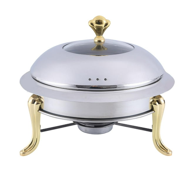 Calentador de buffet con caldera de combustible sólido, anti-escaldaduras y tapas, juego de calentadores para catering con alcohol Dorado