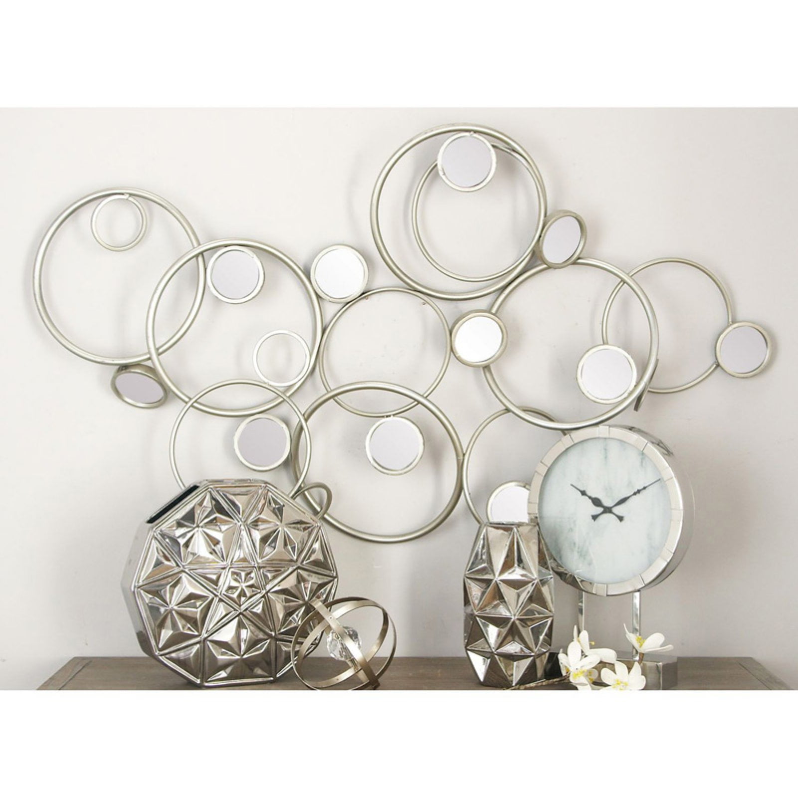 Decmode Metal Mirror  Wall  Decor  Silver Walmart  com