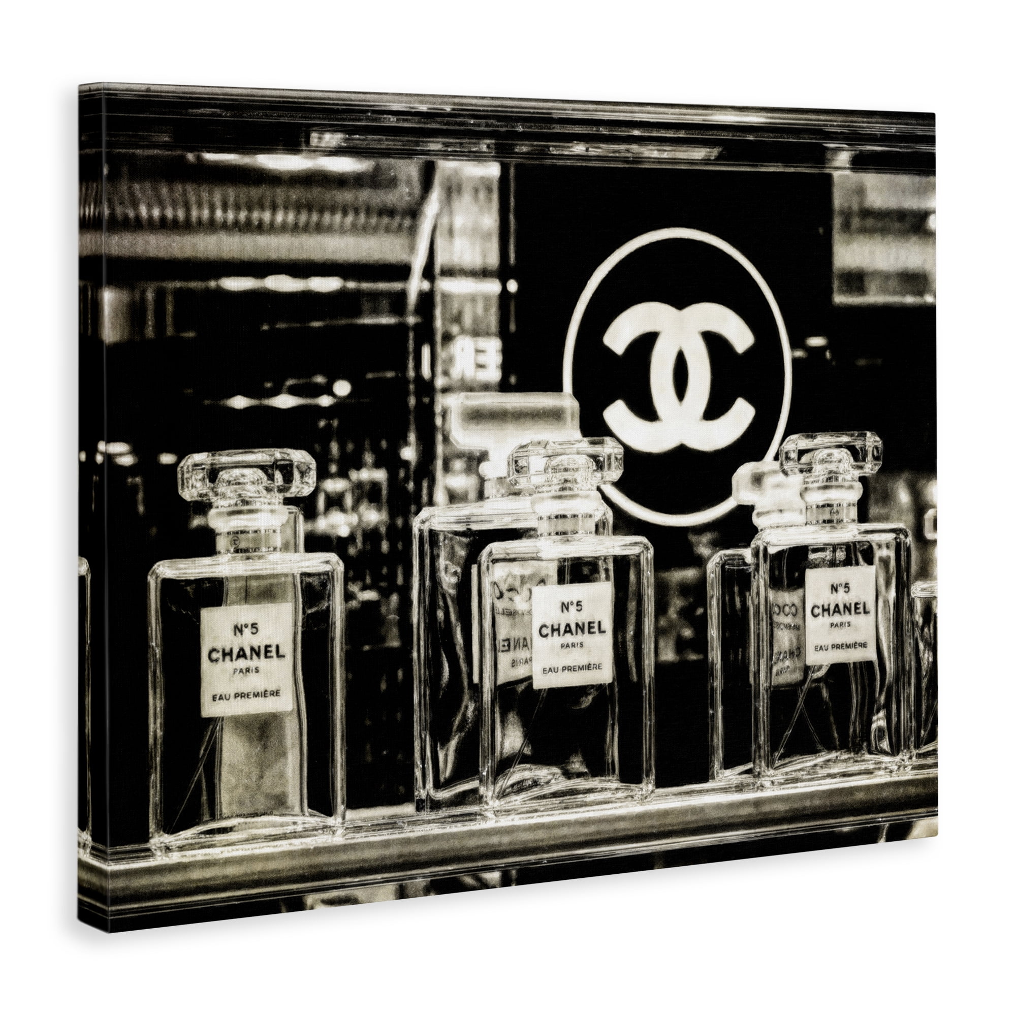 Stupell Industries Monochrome Perfumes Display Fashion Painting Wrapped Canvas Art Print Wall Art, 20 x 16