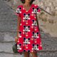 thumbnail image 3 of Vestido con escote en V, XS-5XL, manga corta, para mujer, hasta la rodilla, vestido de fiesta de verano para mujer, minivestidos sexys con estampado de Mickey Mouse de Disney, 3 of 5