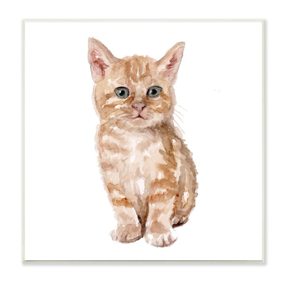Stupell Industries Tabby Cat Kitten Watercolor Portrait Nursery Animal, 12 x 12,Design by Fox Hollow Studios