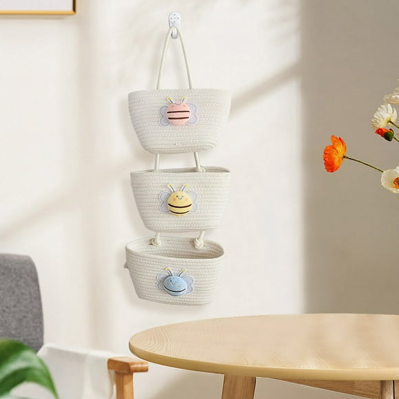 Clearance Three Layer Storage Rack Bedroom Living Room Decorative Hanging Basket Cute Handmade Flower Basket Entrance Hanging Storage Basket wall shelf for plants