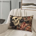 thumbnail image 4 of Plush Throw Pillow Covers, Gothic Eastern Floral Skull Pillow Cases with Invisible Zipper, Breathable Microfiber Pillow Cases Standard Size for Sleeping Bedroom Sofa Living Room 20x30, 4 of 5