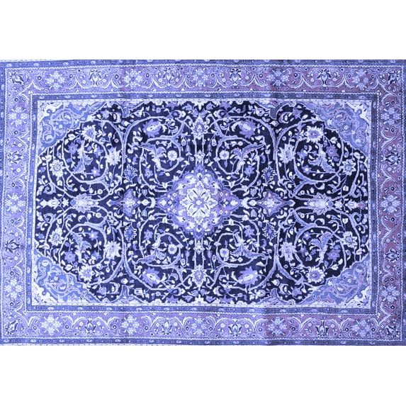 Ahgly Company Machine Washable Indoor Rectangle Medallion Blue Traditional Area Rugs, 3' x 5'