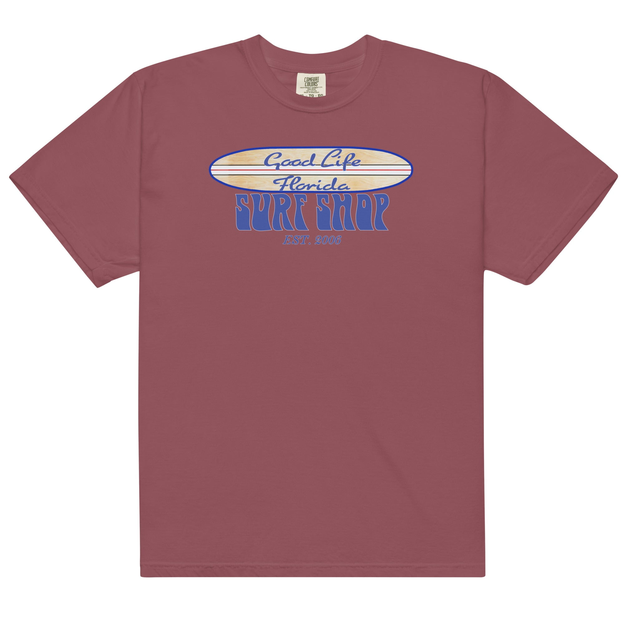 Men&rsquo;s Premium Garment Dyed Ring Spun Good Life Surf Shop Tee Shirt