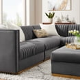 thumbnail image 3 of Modway Sanguine 5-Piece Channel Tufted Performance Velvet Right-Facing Modular Sectional Sofa in Gray, 3 of 10