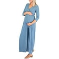 thumbnail image 3 of Mother Bee Maternity V-Neck 3/4 Sleeve Ruched Waist Dress, 3 of 4