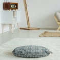 thumbnail image 3 of Azulejo Round Floor Cushion with Handle, Shabby Antique Portuguese Moroccan Mosaic Tiles in Classic Victorian Grunge, Pillow for Living Room & Dorms, 18" Round, Pale Tan Dark Teal, by Ambesonne, 3 of 4