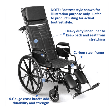 Invacare Tracer SX5 Recliner Wheelchair, With Desk Length Arms and T94HAP Elevating Legrests with Padded Calf Pads, 18" Seat Width
