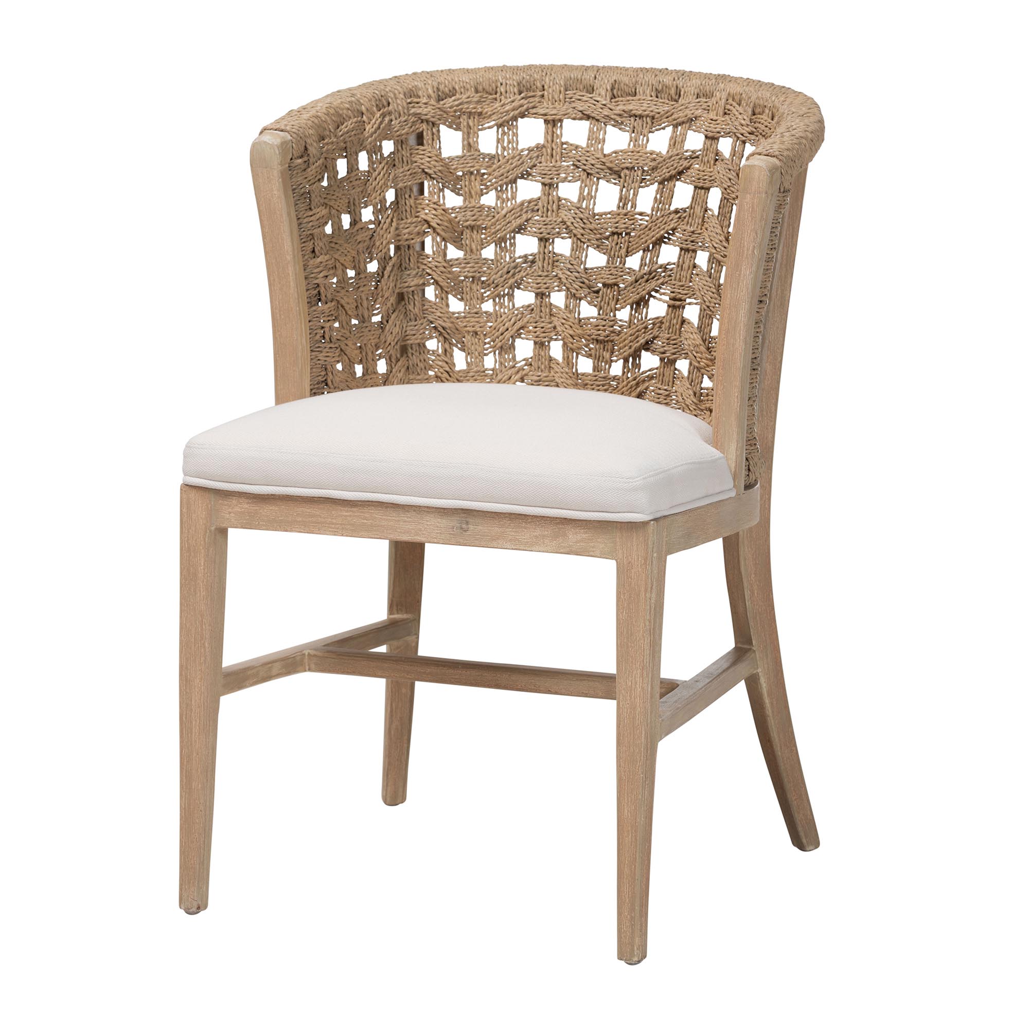 bali & pari Vellon Boho Dining Chair, 19.7" H Seat Height, White Wash