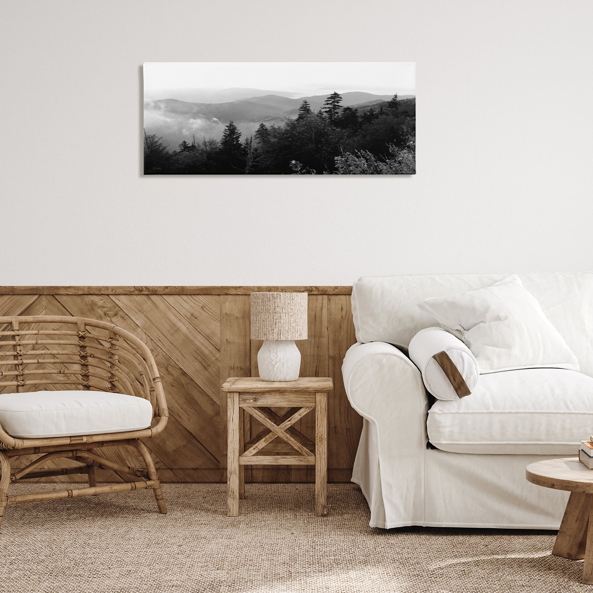 Stupell Industries Mountainous Trees Horizon Landscape & Nature Photography Wrapped Canvas Art Print Wall Art, 40 x 17