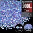 5000pcs 2mm Resin Rhinestones Bulk, Sky Blue AB Flatback Round Jelly