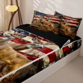 thumbnail image 3 of Castle Fairy Vintage Distressed US Flag Zipper Twin Comforter Sets with Fitted Sheet and 2 Pillowcases,Autumn Leaves Deer Zipper Bedding Set,Red White Ochre,Black Reversible,4-Piece, 3 of 6