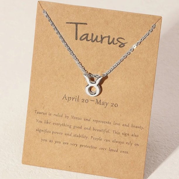 Collar con colgante de signo del zodiaco para mujer, cadena con colgante de 12 Constelaciones, joyería de cumpleaños con tarjeta de cartón, 1 unidad