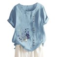 thumbnail image 1 of Gibobby Blusas De Manga Larga Para Mujer Mujeres Blouse Tops O Neck Party con estilo T camisa（Azul， S), 1 of 4