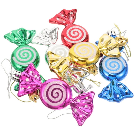 Raindrops Xmas Tree Twisted Candy Pendants Candy Pendant Multicolor Hanging Ornament for Family 6-Pcs
