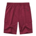 thumbnail image 5 of Satankud Men's Casual Cargo Shorts Classic Relaxed Drawstring Stretch Elastic Waist Beach Shorts with 5 Pockets WineRed-40, 5 of 7