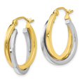 thumbnail image 2 of Leslie's Real 10kt Two-tone Polished Hinged Hoop Earrings; for Adults and Teens; for Women and Men, 2 of 3