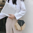 thumbnail image 3 of Sywqhk Paja En Forma De Hexágono + Bolsos De Hombro De Pu Beach Women Top-Handle Bags (Black) Sywqhk Para estrenar, 3 of 8