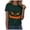 Dark Green, variant on Women Crew Neck Short Sleeve Classic Jack O Lantern Scary Pumpkin Face Halloween Graphic Casual T-Shirt Navy for Size M