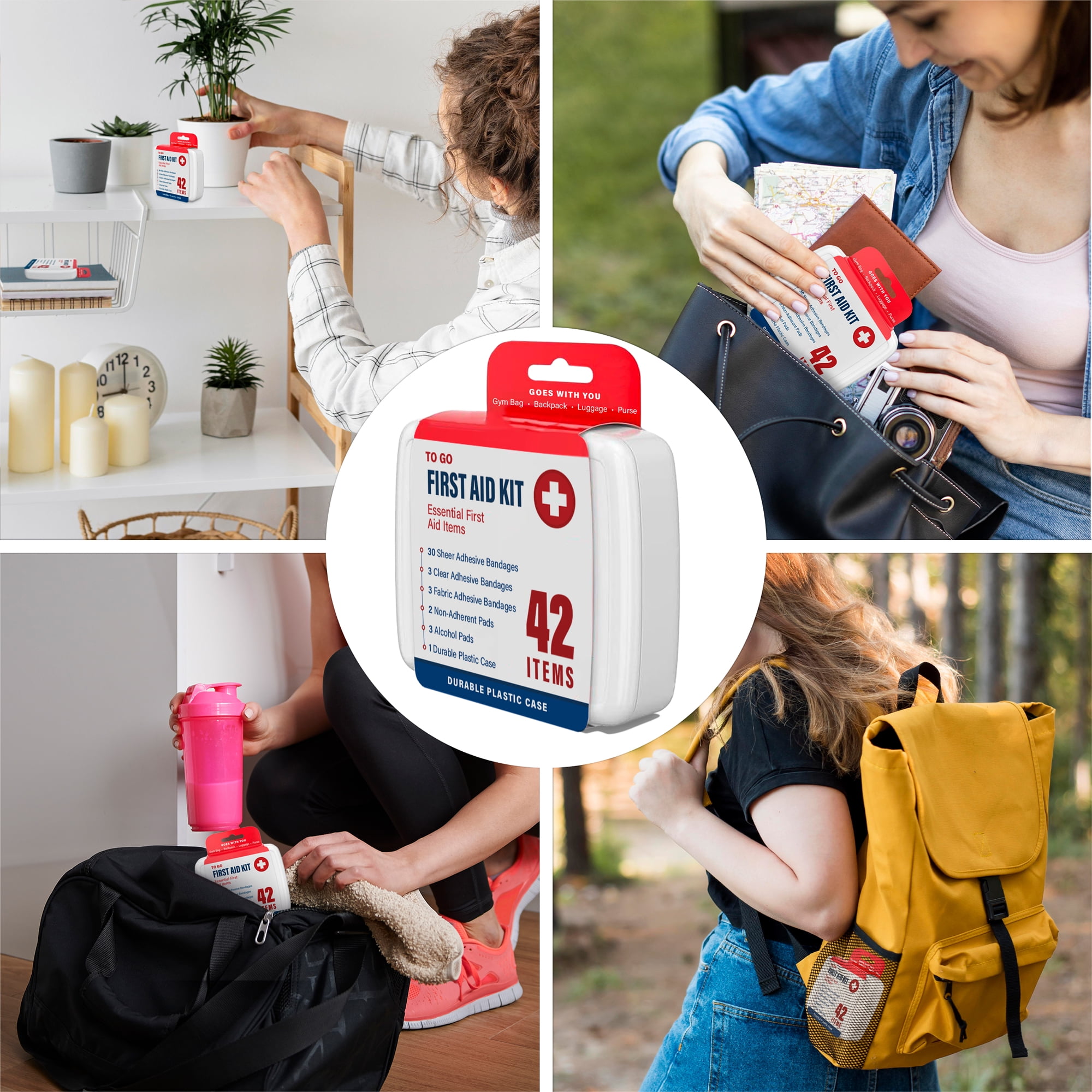 DecorRack Bulk First Aid Kit 500 Piece, 12 Portable 42-Item Boxes for Home, Car, Travel, Office, Outdoor (500 Pcs, 12 Pack)