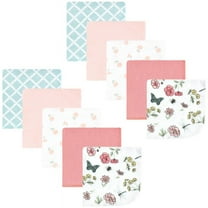 Hudson Baby Infant Girl Flannel Cotton Washcloths, Hummingbird Garden 10 Pack, One Size
