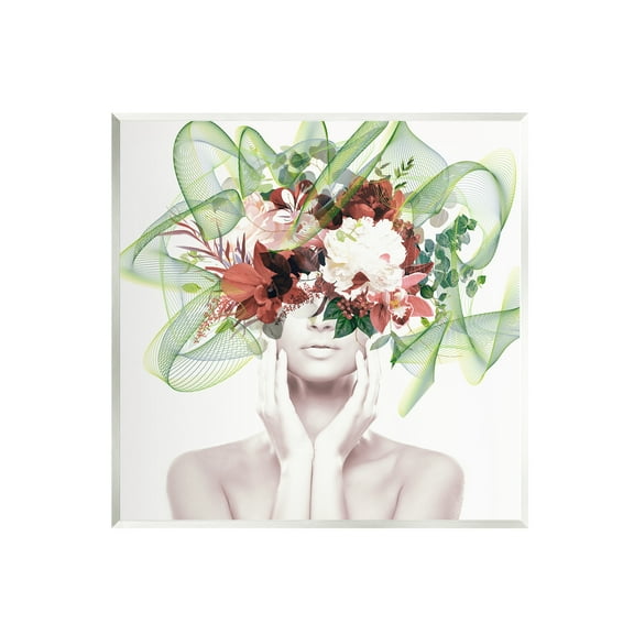 Stupell Conceptual Flower Face Woman Botanical & Floral Painting Wall Plaque Unframed Art Print Wall Art