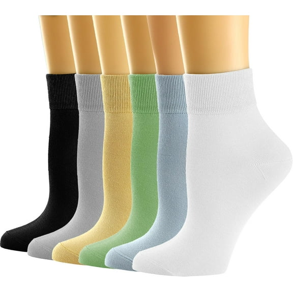 YooGuoGuo Women's Ankle Socks,Casual Quarter Socks Comfort Cool Thin Cotton Knit Low Cut Solid Color Crew Socks,6-pair Pack