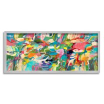 Stupell Industries Complex Playful Tone Abstraction Bright Green Pink Blue, 13 x 30, Designed by Lisa Ridgers