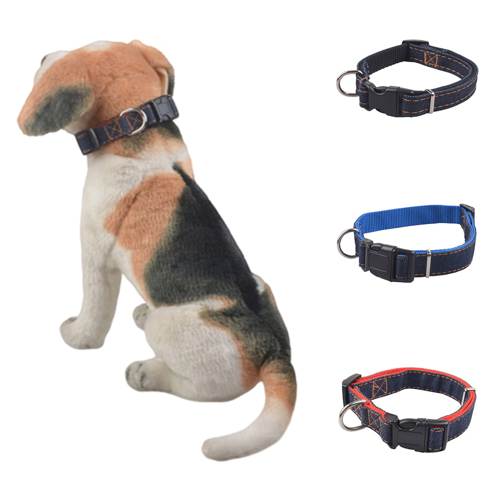 Jecikelon Dog Harness Leash and Collar Set Strong Wearable Denim Sewing Training Dog Leash Adjustable Strap for Dog Harness and Collar