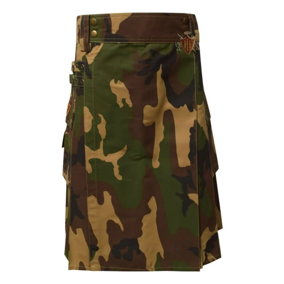 Men Camouflage Utility Kilt