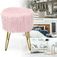 thumbnail image 5 of Demi Bonn Faux Fur Vanity Stool Chair, Footstool Ottoman, Fluffy Chair with with Metal Legs, Makeup Stool, Decorative Furniture Footrest, for Living Room, Bedroom, Pink, 5 of 8