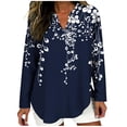 thumbnail image 3 of TaTaai Women's Linen Look V Neck Blouse, Long Roll Up Sleeves with Button Cuff Detail, Casual Summer Top for Everyday Wear Gift, 3 of 5
