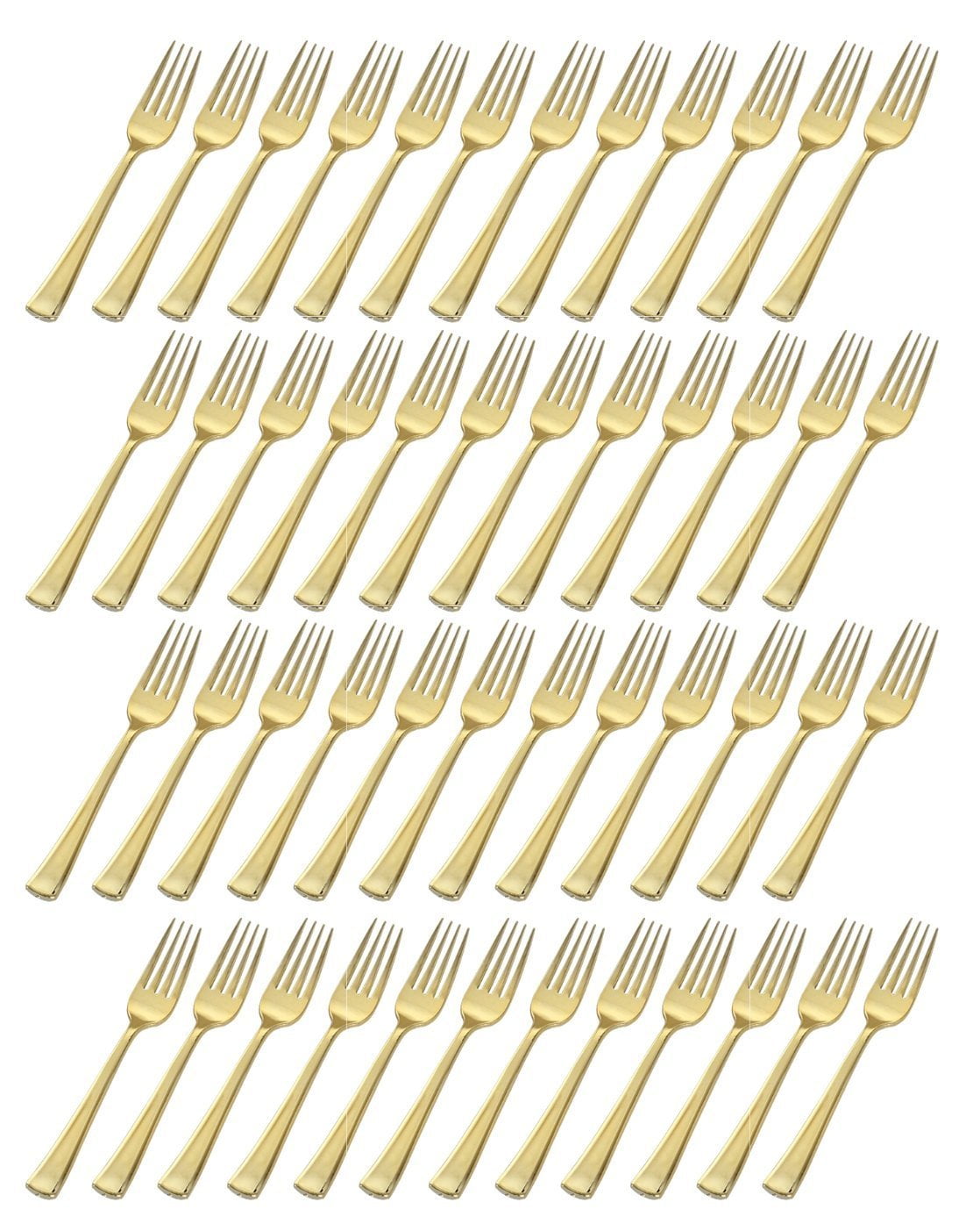 Heavy Duty Metallic Plastic Forks, Bright Gold, 48 Pack