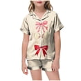 thumbnail image 2 of Kogui Kids Girls Pajamas Set Little Pajamas for Girls Short Sets Kids Sleepwear Toddler Pjs Summer Clothes Shirt 2T 3T (Beige,2-3 Years), 2 of 4