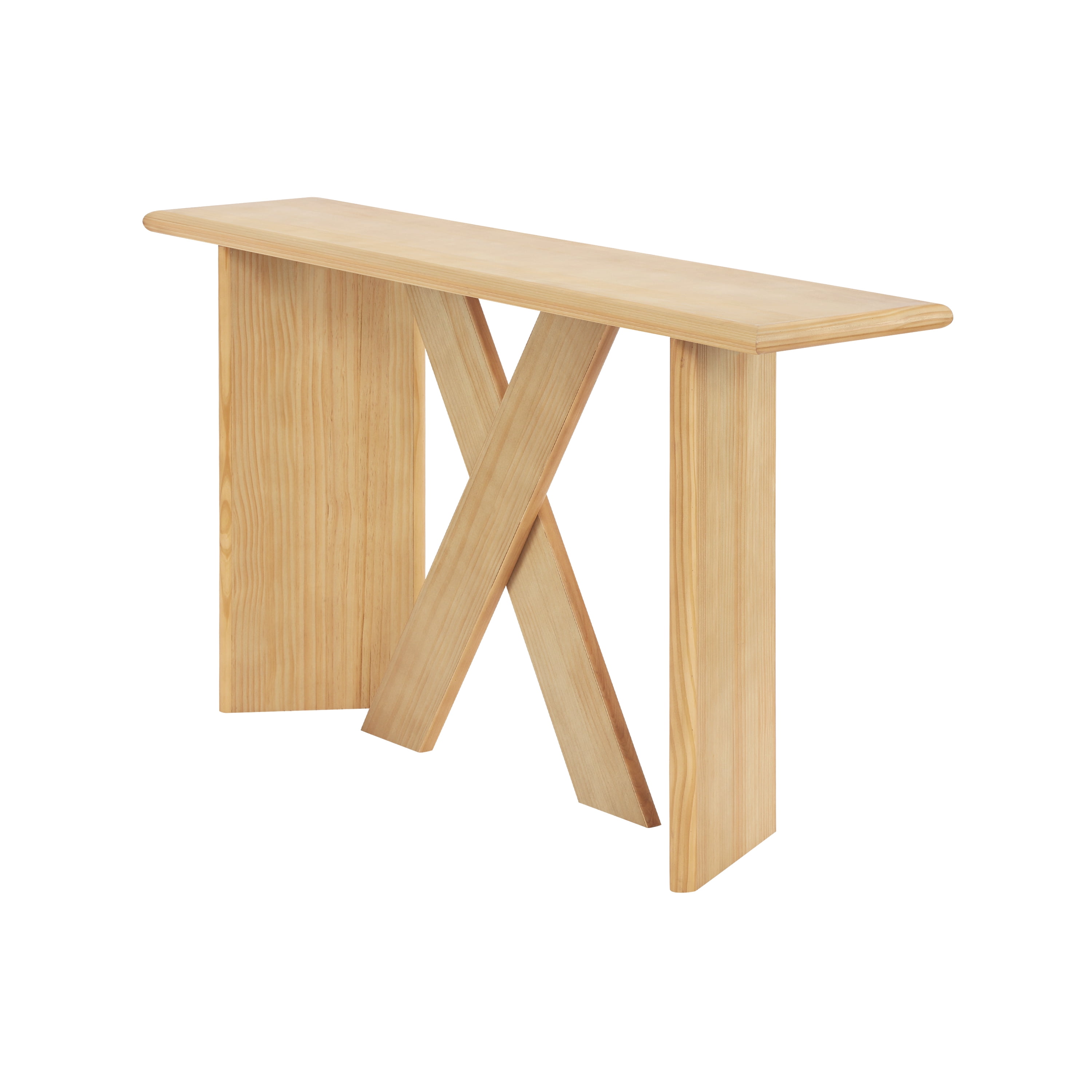 Euroco 60" Long Console Table, Wooden Farmhouse Sofa Table Behind Couch with X‑Shaped Legs,Natural Wood Finish Entryway Table for Living Room