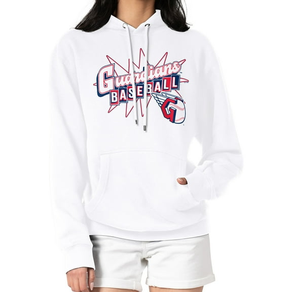Women's Starter  White Cleveland Guardians Drive-In Pullover Hoodie
