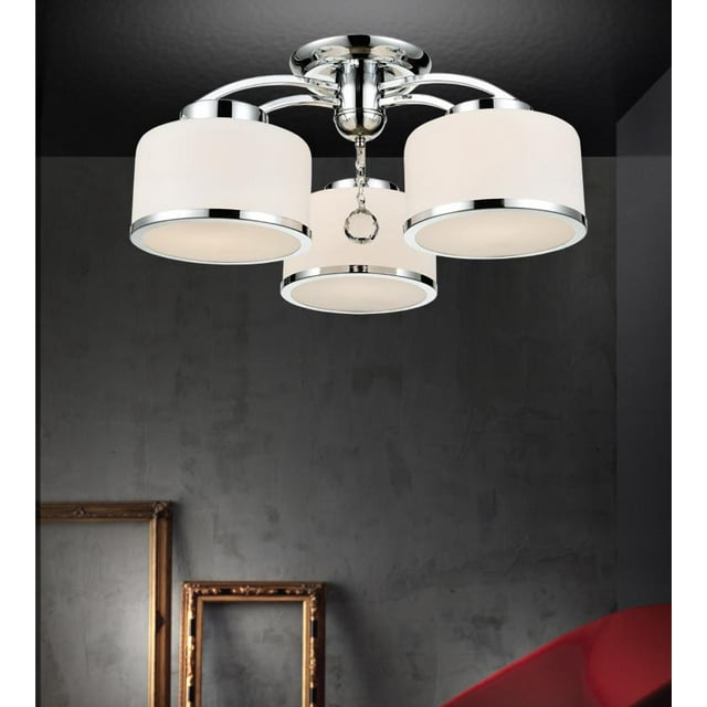 3 Light Drum Shade Flush Mount with Chrome finish