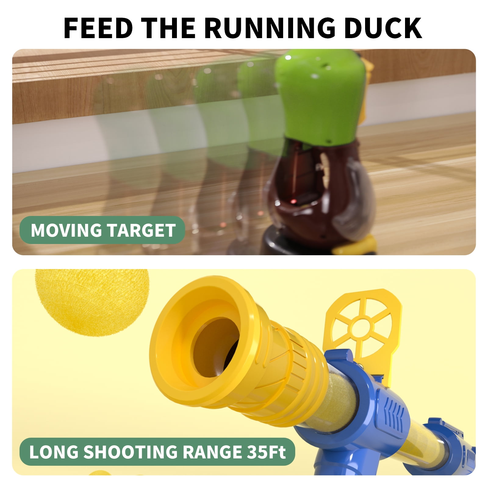 Duck Shooting Toys for Kids, 2 Packs of Toy Foam Blasters with Movable Target, Interactive Competition Game Gift for Boys and Girls