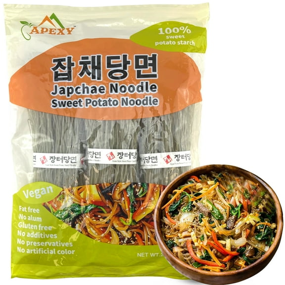 APEXY Sweet Potato Glass Noodles, Japchae Noodles, Korean Vermicelli Pasta, Fat-free and Gluten-free, 100% Sweet Potato Starch, No Additive, No Alum inside, 24oz (680g)