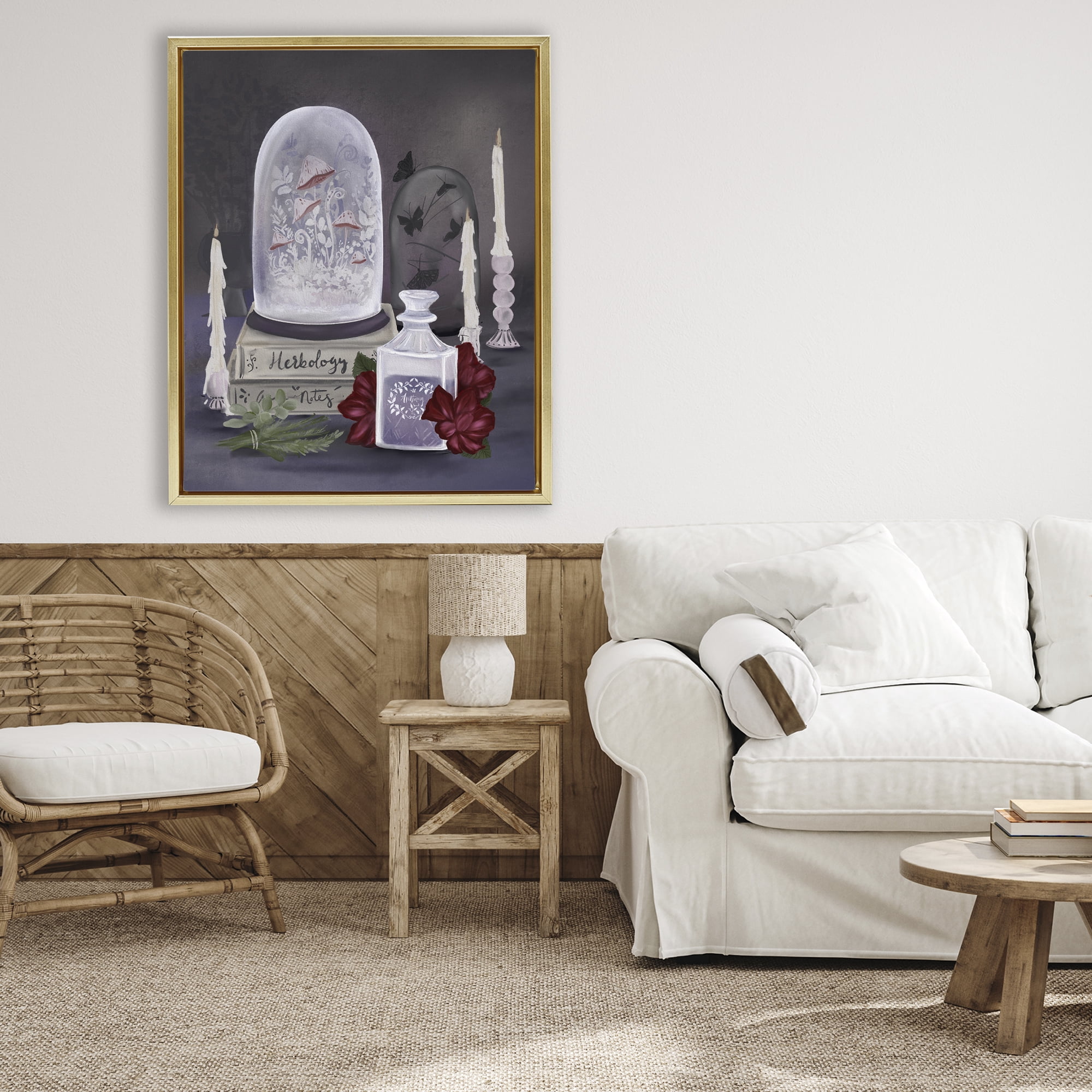 Stupell Industries Spooky Apothecary Vibes Gold Framed Floater Canvas Wall Art, design by Adreane Fippinger