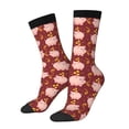 thumbnail image 1 of Wukai Cute Pig with Coins Print Contrast Color Mid-tube Socks, 3D Printing Design Adult Socks, High Elastic Breathable Sports Socks, Suitable for Daily,Unisex, 1 of 6