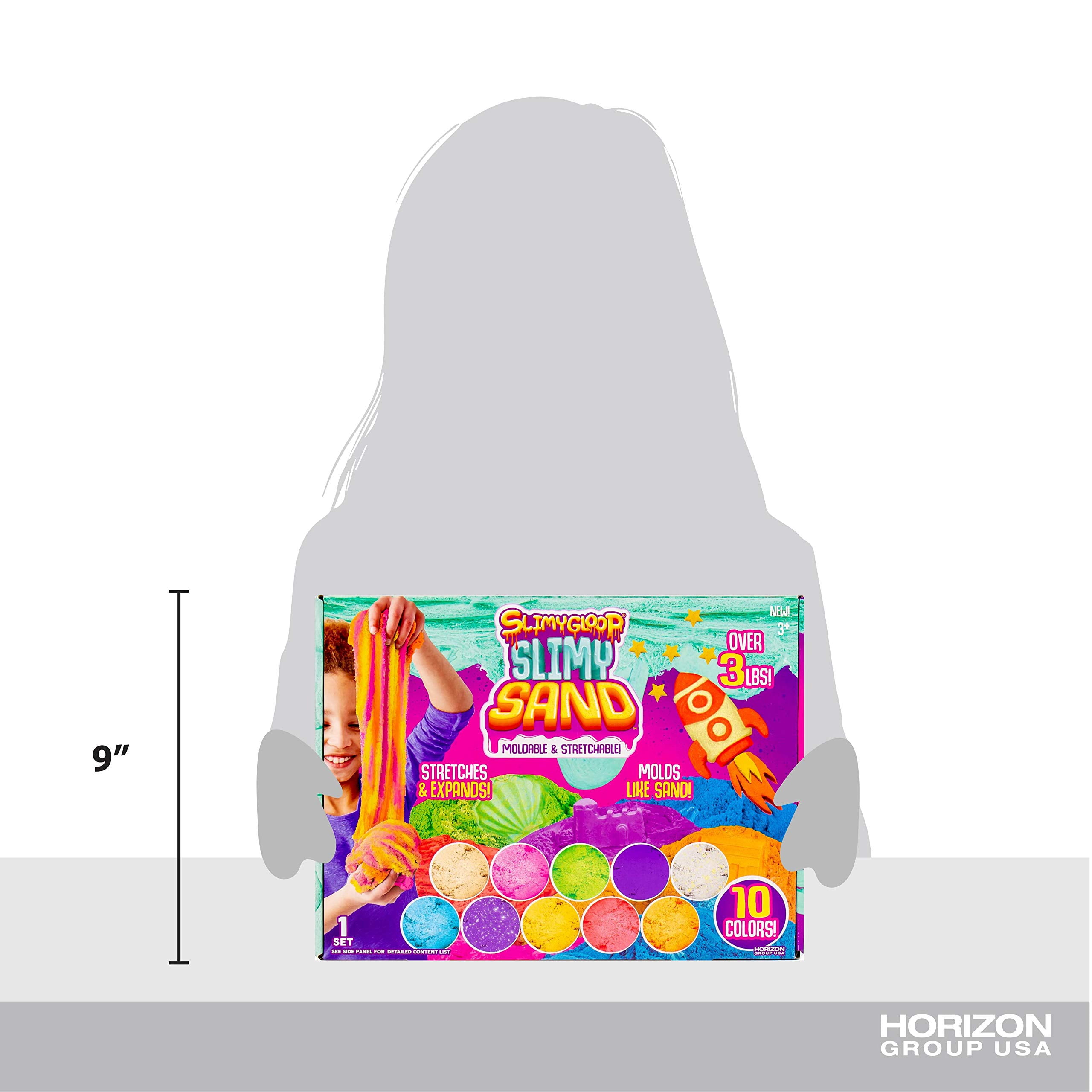 SLIMYSAND SLIMYGLOOP Value Pack by Horizon Group USA, Includes Over 3 lbs. of Stretchable, Expandable, Moldable, Non-Stick Slimy Play Sand in Resealable Bags, 10