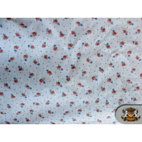 Polycotton Printed SMALL FLOWERS RED Fabric / 60" Wide / Sold by the Yard