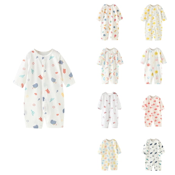 SROBPTY Newborn Boys Girls Rompers Print Long Sleeve Jumpsuit for 0-24M